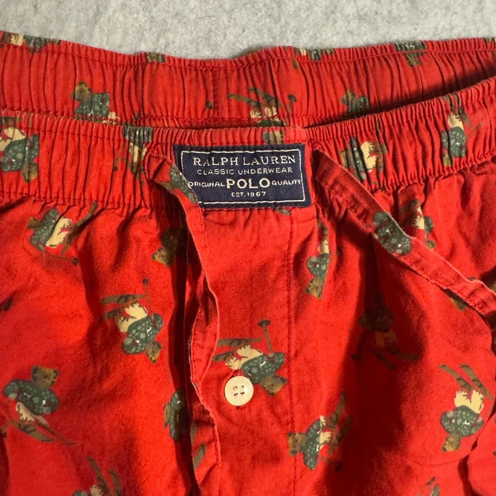Polo Ralph Lauren Mens Red Skiing Polo Bear Pajama Pants Sleepwear Large